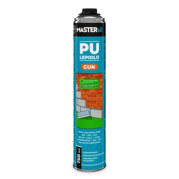 Průmyslové lepidlo PU pěna 750ml GUN pistol.nízkoexp. Master (Jednosložkové polyuretanové pěnové lepidlo na izolační materiály,vulkanizující pomocí vzdušné vlhkosti,vhodné pro lepení rozličných izolačních materiálů,zejméne pěnový a extrudovaný polystyren,desky z)