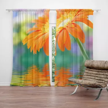 Závěs Sablio Závěs Oranžová gerbera: 2ks 140x250cm