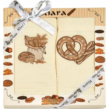 Utěrka Utěrky KIARA 152 vaflové vyšívané, dárkové balení, pečivo a preclík na…