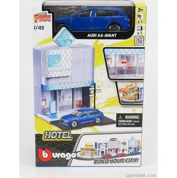 autíčko Bburago Accessories Diorama - Hotel With Audi A6 Avant 2020 1:43 Různé