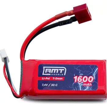 RC náhradní díl RMT Models Li-Pol 1600 mAh 7,4V 30C T-Dean