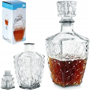 Karafa skleněná lahvička se zátkou na whisky, brandy, alkohol dárek 830 ml