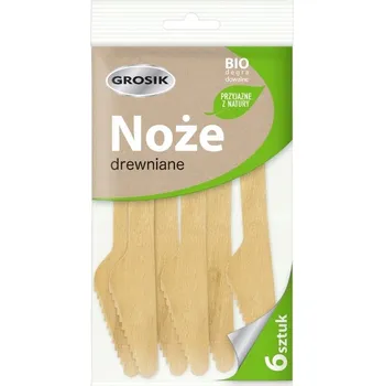 Příbor Na jedno použití dřevěné Nože Grosik 6 ks