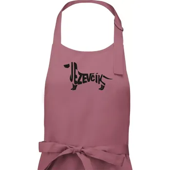 Kuchyňská zástěra Jezevčík - CZ - Dámská zástěra na vaření - Univerzální velikost ( Starorůžová )