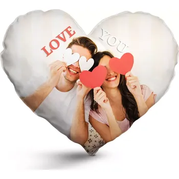 Polštář Sablio Polštářek s vlastní fotografií ve tvaru srdce: 60x60 cm