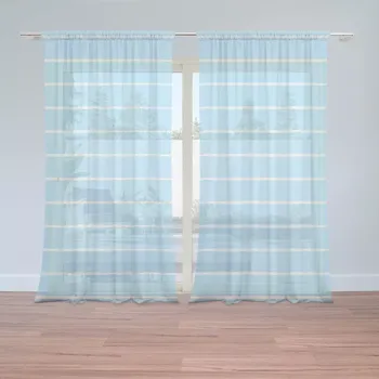 Záclona Sablio Záclony Bílé linky na modré: 2ks 150x250cm
