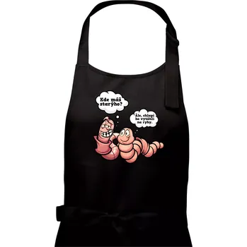 Kuchyňská zástěra Žížaly na rybách - Dámská zástěra na vaření - Univerzální velikost ( Černá )