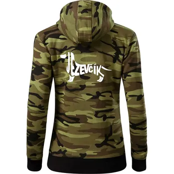 Dámská mikina Jezevčík - CZ - Dámská mikina trendy zipper s kapucí - S ( Zelený maskáč )