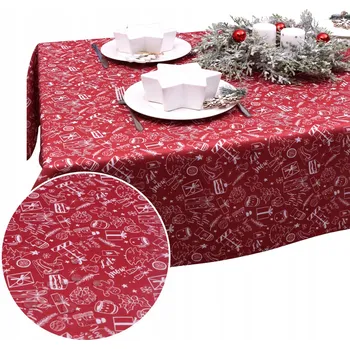 ubrus Obrus Świąteczny BN25 – Červený ubrus vánoční, nešpinivý, 400x140 cm, vzor 283-2