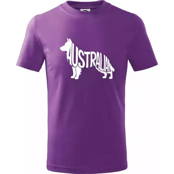 Australský Ovčák - nápis v těle - Tričko dětské bavlněné - 146 cm/10 let ( Fialová )