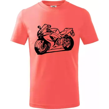 Sportovní motorka - Tričko dětské bavlněné - 158 cm/12 let ( Korálová )