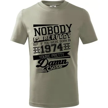 Chlapecké tričko Nobody is perfect - 1974 - Tričko dětské bavlněné - 98 cm / 2 roky ( Light khaki )