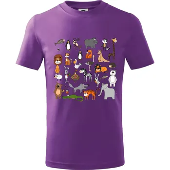 Zvířátka na triku - Tričko dětské bavlněné - 104-110cm / 3-4 roky ( Fialová )