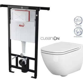 WC sada ALCA Jádromodul - předstěnový instalační systém bez tlačítka + WC CERSANIT CLEANON CASPIA + SEDÁTKO AM102/1120 X CP1