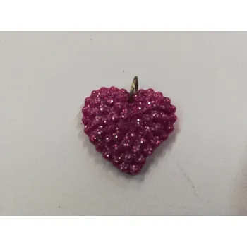 Přívěsek Fimo přívěsek - srdce 2,5cm - růžové s glitry