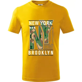 Chlapecké tričko New York Brooklyn - maskáč - Tričko dětské bavlněné - 146 cm/10 let ( Žlutá )