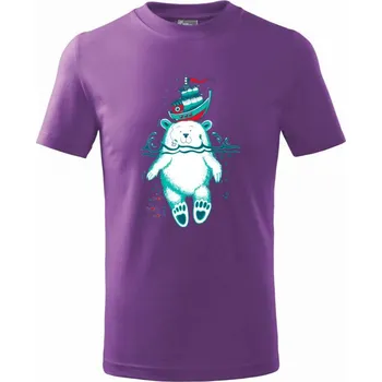 Medvidek Macík (Pecka design) - Tričko dětské bavlněné - 158 cm/12 let ( Fialová )