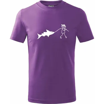 Velký rybář - Tričko dětské bavlněné - 134 cm/8 let ( Fialová )