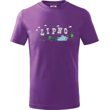 Jezero Lipno - Tričko dětské bavlněné - 122 cm/6 let ( Fialová )