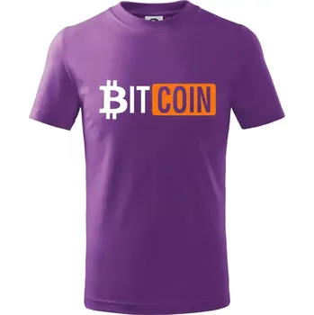 Bitcoin nápis - Tričko dětské bavlněné - 122 cm/6 let ( Fialová )
