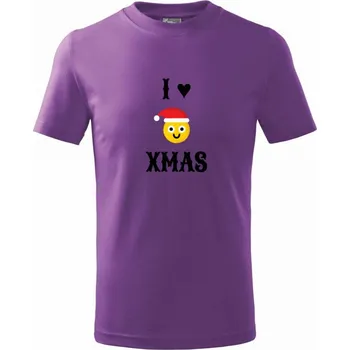 i love xmas smajlik - Tričko dětské bavlněné - 104-110cm / 3-4 roky ( Fialová )