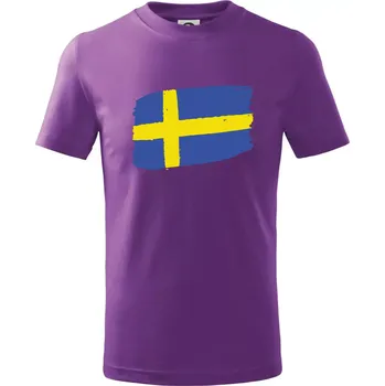 Švédsko vlajka štětkou - Tričko dětské bavlněné - 122 cm/6 let ( Fialová )