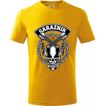 Chlapecké tričko Lebka garážník - Tričko dětské bavlněné - 134 cm/8 let ( Žlutá )