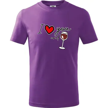 I love you and red wine - Tričko dětské bavlněné - 146 cm/10 let ( Fialová )