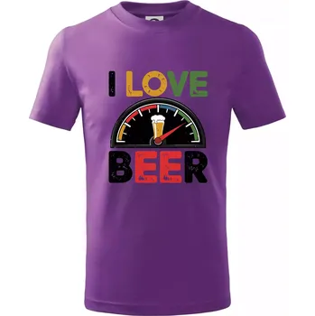 I love beer - palivoměr - Tričko dětské bavlněné - 158 cm/12 let ( Fialová )