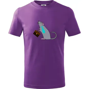 Krysa kancelářská barevná (Moňas) - Tričko dětské bavlněné - 104-110cm / 3-4 roky ( Fialová )