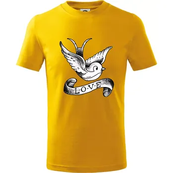 Chlapecké tričko Love holubice - kreslená - Tričko dětské bavlněné - 122 cm/6 let ( Žlutá )