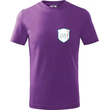 Zoubek na prsu - zubní kartáček - Tričko dětské bavlněné - 146 cm/10 let ( Fialová )