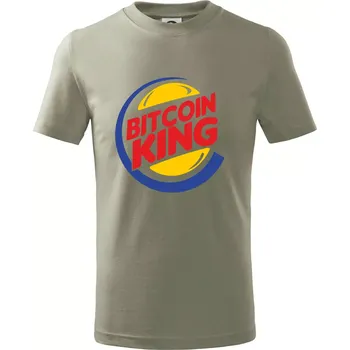 Bitcoin King - Tričko dětské bavlněné - 98 cm / 2 roky ( Light khaki )