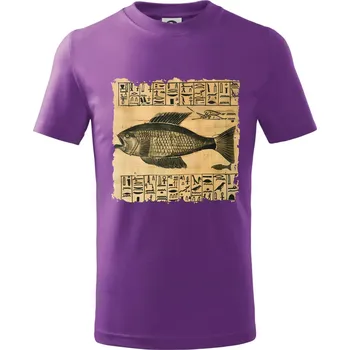 Egyptské hieroglyfy ryba - Tričko dětské bavlněné - 98 cm / 2 roky ( Fialová )