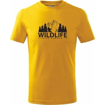 Chlapecké tričko Wildlife fishing - Tričko dětské bavlněné - 146 cm/10 let ( Žlutá )