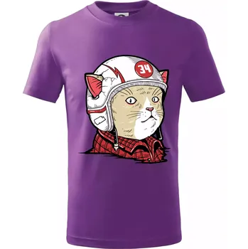 Moto kocour - Tričko dětské bavlněné - 104-110cm / 3-4 roky ( Fialová )