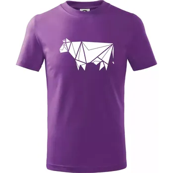 Origami kráva z boku - Tričko dětské bavlněné - 122 cm/6 let ( Fialová )