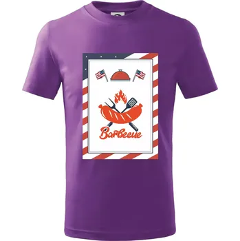 USA BBQ POSTER - Tričko dětské bavlněné - 104-110cm / 3-4 roky ( Fialová )