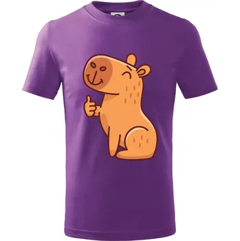 Kapybara s palcem nahoru - Tričko dětské bavlněné - 146 cm/10 let ( Fialová )