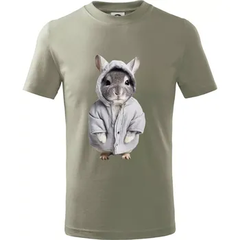 Chlapecké tričko Křeček v mikině - Tričko dětské bavlněné - 98 cm / 2 roky ( Light khaki )