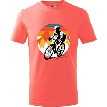Chlapecké tričko Cyklist - Hory? To je ono! - Tričko dětské bavlněné - 98 cm / 2 roky ( Korálová )