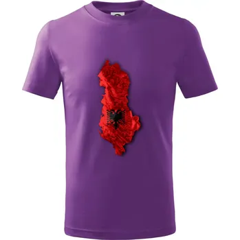 Mapa Albánie reliéf hor - Tričko dětské bavlněné - 146 cm/10 let ( Fialová )