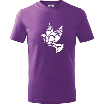 Chlapecké tričko Ptáček vzorovaný - Tričko dětské bavlněné - 98 cm / 2 roky ( Fialová )