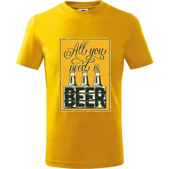 Chlapecké tričko All you need is beer - Tričko dětské bavlněné - 104-110cm / 3-4 roky ( Žlutá )