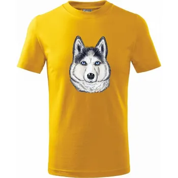 Chlapecké tričko Husky hlava - kreslený - Tričko dětské bavlněné - 134 cm/8 let ( Žlutá )