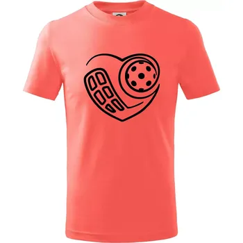Chlapecké tričko Florbal love - Tričko dětské bavlněné - 98 cm / 2 roky ( Korálová )
