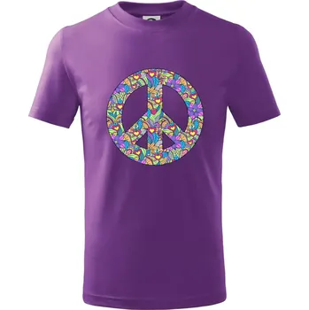 Peace symbol mandela - Tričko dětské bavlněné - 158 cm/12 let ( Fialová )
