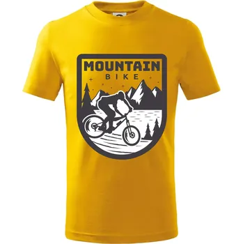 Chlapecké tričko MTB mountain bike logo prsa zaoblené - Tričko dětské bavlněné - 146 cm/10 let ( Žlutá )