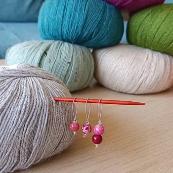 Jehlice Doplňky pro pletení NožkyDoPonožky Sada značkovačů Růžový jaspis A