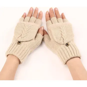 Rukavice Lifestyle Virginie dámské bezprsté rukavice s klopou béžové uni